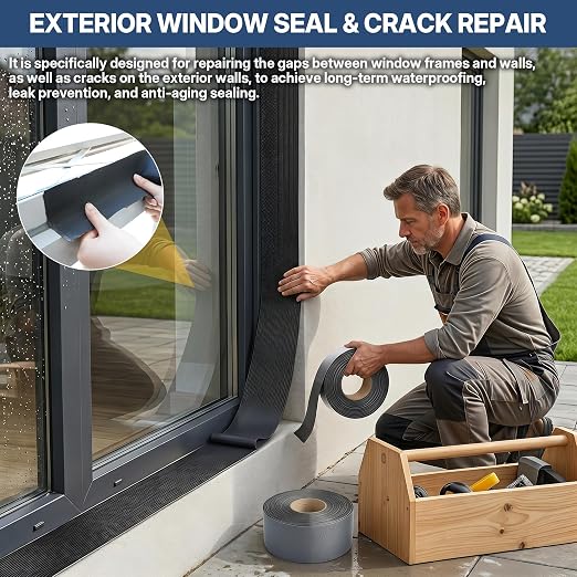 65.6ft X 4in EPDM Rubber Roofing Seam Tape, Self Adhesive Butyl Sealant Tape Waterproof Sealing Tape for Roof Patch & Repair, Peel and Stick Roofing Patch for RV, Pipe, Window Sill, Boat Sealing