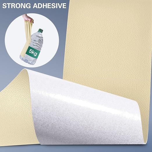 Self Adhesive Leather Repair Patch Kit, 31.4 in x 16 in Large Vinyl Leather Repair Tape for Furniture, Car Seat, Couch, Sofa, Chair Light Yellowish