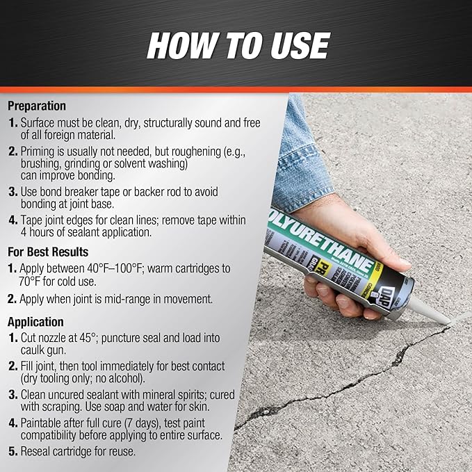 DAP Polyurethane Premium Construction Adhesive Sealant, White, 10.1 Oz (7079818810)