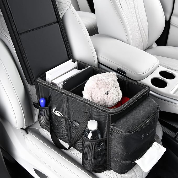 FLORICH Car Seat Organizer, Premium Backseat Car Organizer with Tray for Kids and Adults, Front Passenger Organizer with Tissue Box and Cup Holder and Mesh Pockets Waterproof