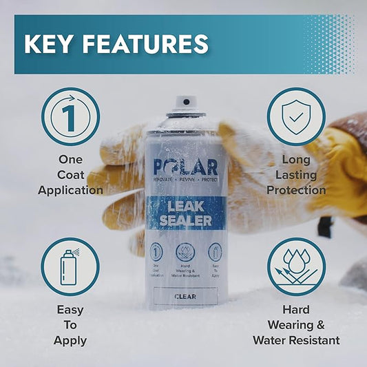 Polar Clear Leak Fix Spray - 6 x 13.5fl. oz - Waterproof Roof Sealant - Instantly Seals Leaks and Cracks, for Lasting Protection on Roofs, Drainpipes & Gutter Repairs- for Interior and Exterior Use