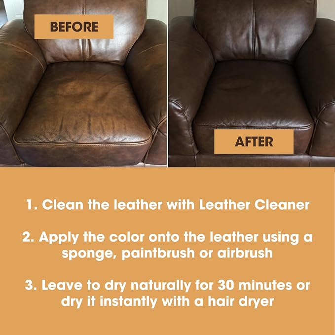 Furniture Clinic Leather Repair Paint | 2-in-1 Seal and Color | Use on Scratches, Tears, and Holes in Car Seats, Furniture | Quick and Easy Leather Repair Kit for Furniture (Bordeaux, 250ml / 8.5oz)