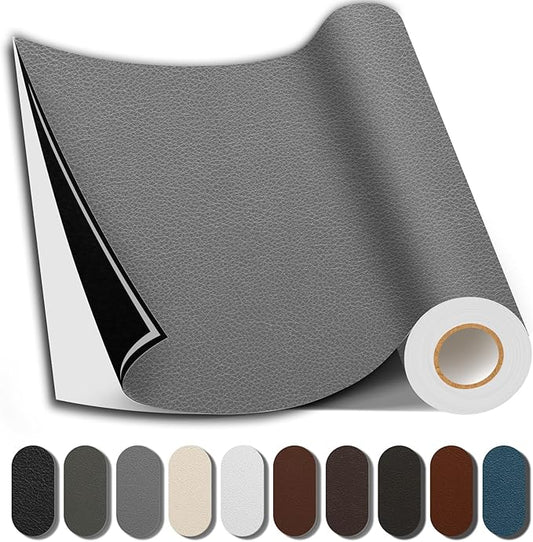 Leather Repair Patch, 17X158 Inch Repair Patch Self Adhesive Waterproof, DIY Large Vinyl Patches for Couches, Furniture, Kitchen Cabinets, Wall （Grey, 17X158 Inch）