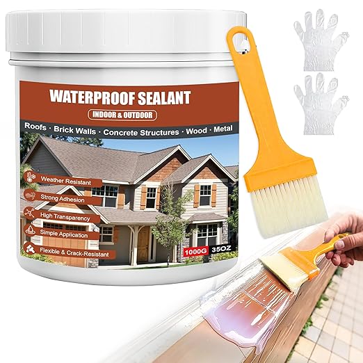 Transparent Waterproof Sealant 17oz - Invisible Protective Coating for Roof, Bathroom Tile & Walls, Indoor/Outdoor Waterproof Solution