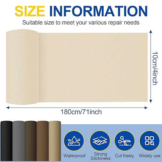 Fabric Repair Tape, Self Adhesive Canvas Repair Patch, Waterproof Outdoor Canvas Tape/Patch Kit for Sun Shades Clothing Tent Awnings Boat Cover Couches Light Beige 4x71 inch
