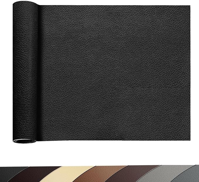 Waterproof Leather Repair Patch,19.7 × 54 inch Black Self Adhesive Leather Repair Tape,DIY Large Vinyl PU Patches for Furniture,Couch,Sofa,Car Seats,Office
