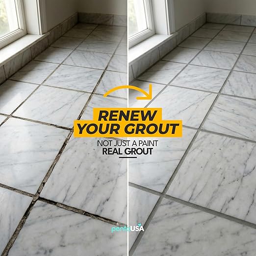 PentaUSA Premixed Tile Grout Repair Kit 2 Pack - Gray Acrylic Sanded Grout Filler for Bathroom, Shower, Kitchen Tile Water-Resistant Tubes with Applicator, Fast Drying, Total (2 x 250g / 17.6oz)