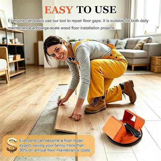 Floor Gap Fixer Tool Kit with Reusable Nano-Adhesive Pad,Heavy-Duty 45°Striking Surface Laminate Floor Repair Tools with Enhanced Suction Cup for Fixer Wood/Vinyl Plank Flooring (Blue)