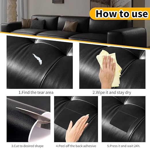 JuCheng Leather Repair Kit -Leather Repair Patch Self-Adhesive Waterproof Patch & Glue for Furniture, Car Seats, Sofa, Couch, Vinyl - Instant Fix for Tears & Scratches (Coffee, 17X79 inch)