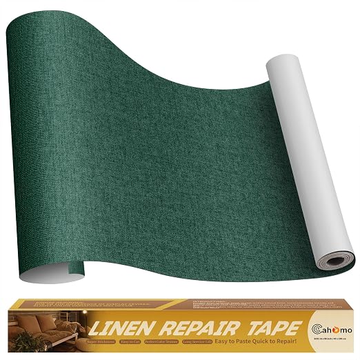 Linen Repair Tape 16x90 inch, Self Adhesive Fabric Patches, Couch Repair Patch Kit, Fabric Repair Tape for Furniture, Sofas, Carpet, DIY, Headboards, Chairs, Pillows, Linen Goods - Green