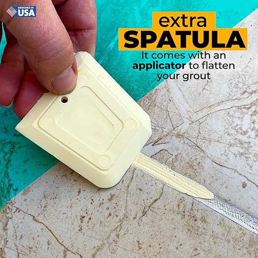 PentaUSA Tile Grout Repair Kit - Ceam Ivory Premixed Acrylic Sanded Grout, Water-Resistant Grout Filler for Bathroom&Shower, Kitchen Floor, Fast Drying, with Applicator, 13.4 oz (380g)