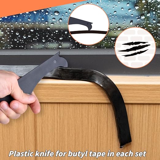 Oleitodh Black Butyl Sealant Tape – 1/2" x 80' Butyl Rubber Sealant, 4 Rolls Multi-Purpose Butyl Rope, and Putty Tape for RV Repair, Window, Boat Sealing, Glass and EDPM Rubber Roof Patching
