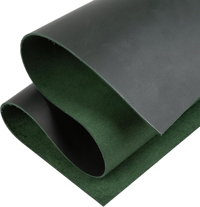 Shkira 12''X24'' Genuine Light Green Leather Sheets for Crafts - Square - 2.0MM Thick Genuine - Thick Cowhide Pieces Square - Leather Sheet for Arts and Crafts