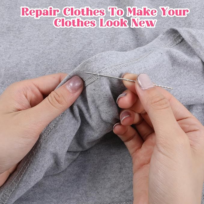 15Pcs Snag Nab It Tool 3 x 0.04 Inch Snag Repair Needle Tool with Case, Leather Stitching Needles Sharps for Woven Knitted Cloth Garments Drapes