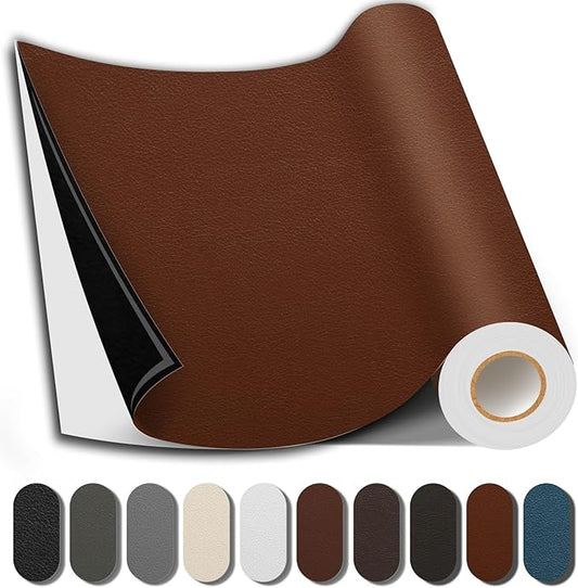 Shagoom Leather Repair Patch, 17X79 Inch Repair Patch Self Adhesive Waterproof, DIY Large Vinyl Patches for Couches, Furniture, Kitchen Cabinets, Wall （Light Brown, 17X79 Inch）