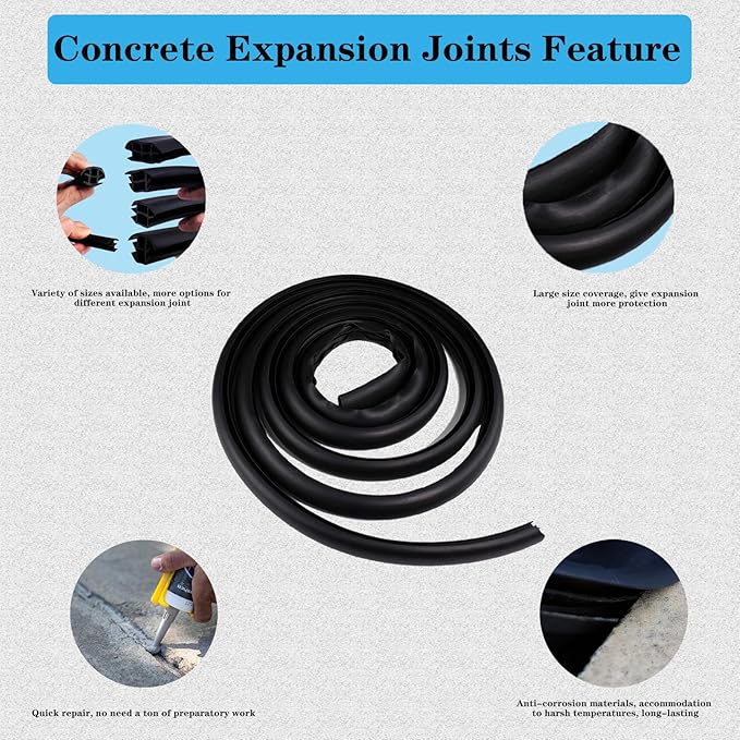 Concrete Expansion Joint Filler, 2-1/8" Expansion Joint Repair Replacement, Concrete Crack Repair, Backer Rod, Flexible Foam Rubber Seal, Rubber Strip for Sidewalk, Driveway, Walkway, Doors, Windows