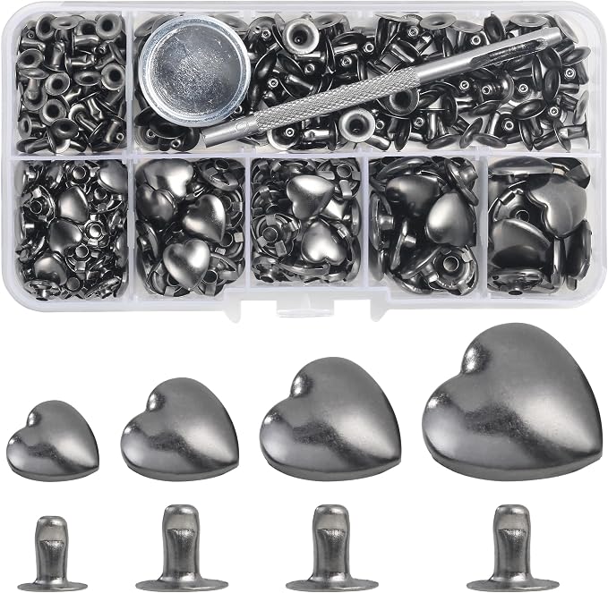 YORANYO 150 Set Mixed Size Rivets Kit - Gunmetal Rivets & Tool for Leather, Fabric & More