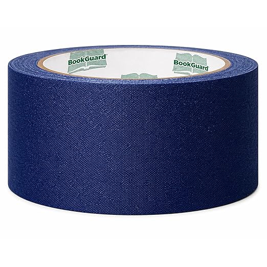 BookGuard Navy Book Repair Tape, 2 in x 15 yd Acid-Free Cloth Binding Roll for Spine Mending, Libraries, Schools, Bibles