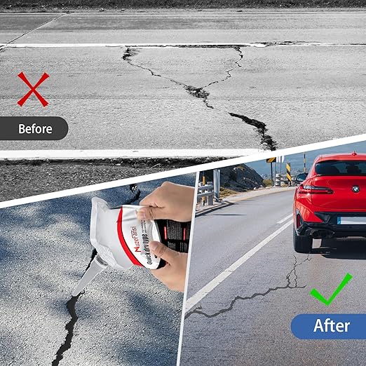 Asphalt Crack Filler, Self Leveling Asphalt Crack Sealant, Driveway Repair Sealer, Concrete Joint Filler for Slabs, Blacktop, Driveway,Walkway, Road,Patio(6 Pack,Black)