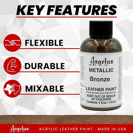 Angelus Metallic Leather Paint, 4 oz., Bronze