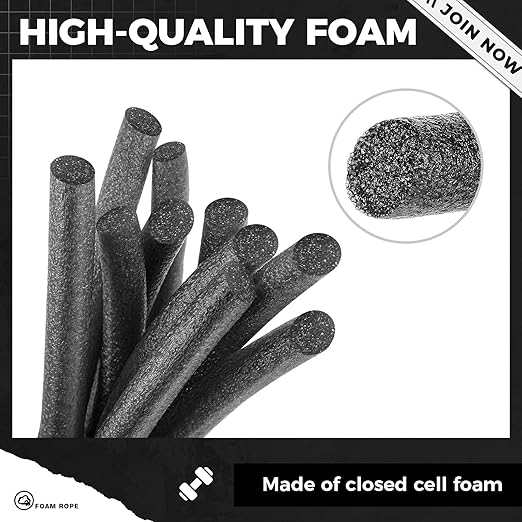 MotiMind 1 Inch x 200 ft Foam Backer Rod for Gaps Joints Concrete Crack Filler Caulk Saver Bulk Foam Backing Rod Concrete Filler Rope for Weather Stripping Door Seal (Black)
