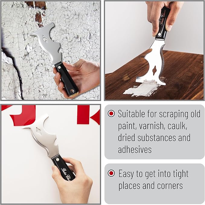 Bates- Paint Scraper, 10 in 1 Painters Tool, Paint Scrapers for Wood, Painters Tool, Painters Knife, Paint Scraper for Painting, Putty Knife, Metal Scraper, Spackle Knife, Putty Scraper