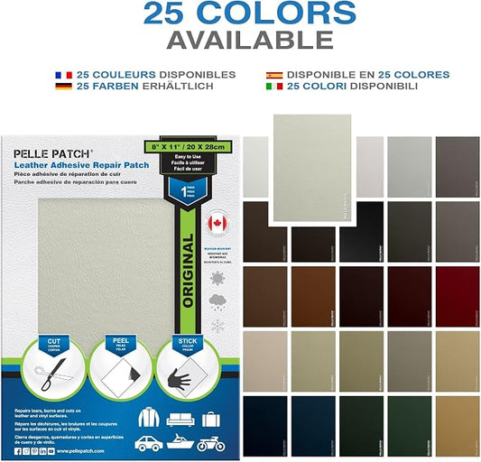 Leather Seat Repair Kit for Cars - 25 Colors Available - Original 8x11 - Off-White
