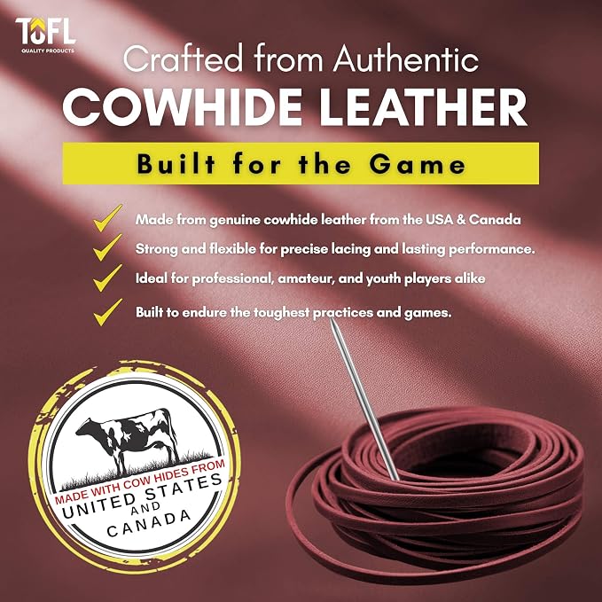 TOFL Softball and Baseball Glove Lace Kit | Mitt Lace Glove Repair Lacing Kit | 2 Leather Laces with Lacing Needle for Catchers Glove