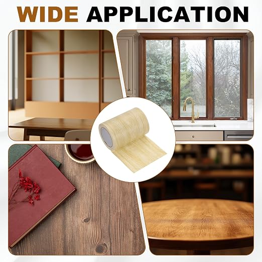 uxcell Wood Grain Repair Tape, 3.1" x 15ft Self Adhesive Wood Grain Colored Duct Tape Waterproof Repair Patch for Furniture Floor Scratch Fix, Baseboards, DIY Decor, Light Yellow