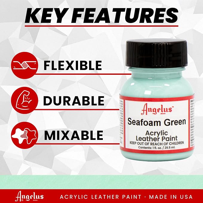 Angelus Acrylic Leather Paint for Purse Leather Vinyl 1 Oz Seafoam Green