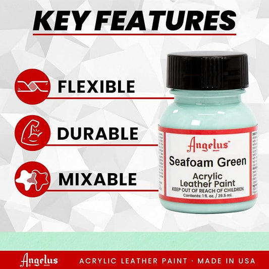 Angelus Acrylic Leather Paint for Purse Leather Vinyl 1 Oz Seafoam Green