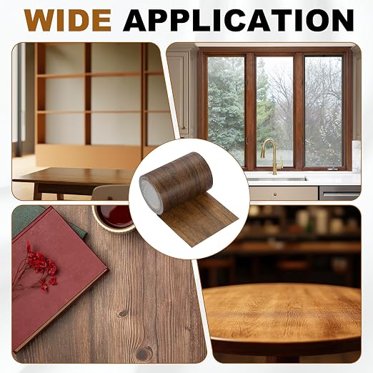 uxcell Wood Grain Repair Tape, 3.1" x 15ft Self Adhesive Wood Grain Colored Duct Tape Waterproof Repair Patch for Furniture Floor Scratch Fix, Baseboards, DIY Decor, Dark Pine