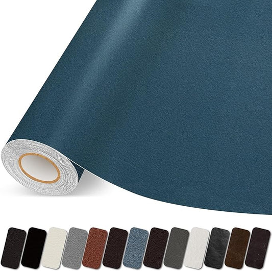 Leather Repair Patch, 35X79 Inch Self Adhesive Leather Repair Tape, Large Vinyl Patch Kit for Couches, Sofa, Furniture, Car Seats, Office Chairs, Cabinets, Handbags（Blue, 35X79 Inch）