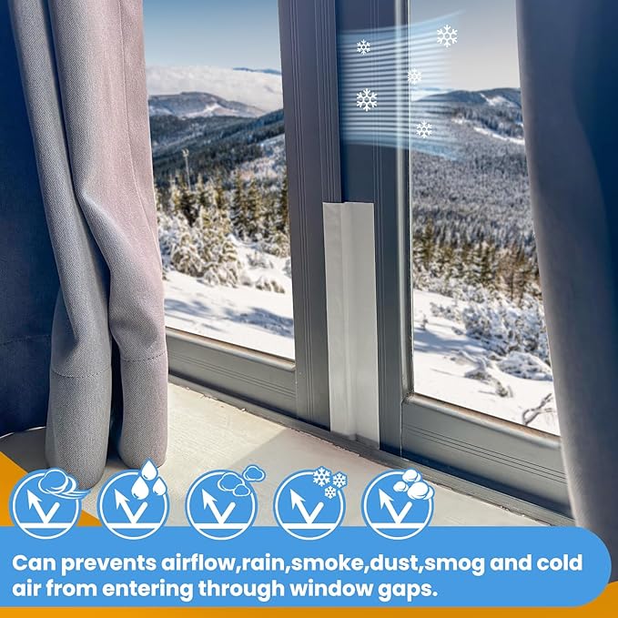 White Window Weather Sealing Tape,Window Draft Isolation Sealing Film Tape, AC Seal Air Conditioner Sealing Tape No Residue, Keep Out Cold Air Dust Rain, Waterproof (3inch*65.5ft)