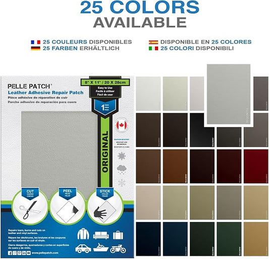 Leather Repair Kits - 25 Colors Available - Original 8x11 - Light Grey