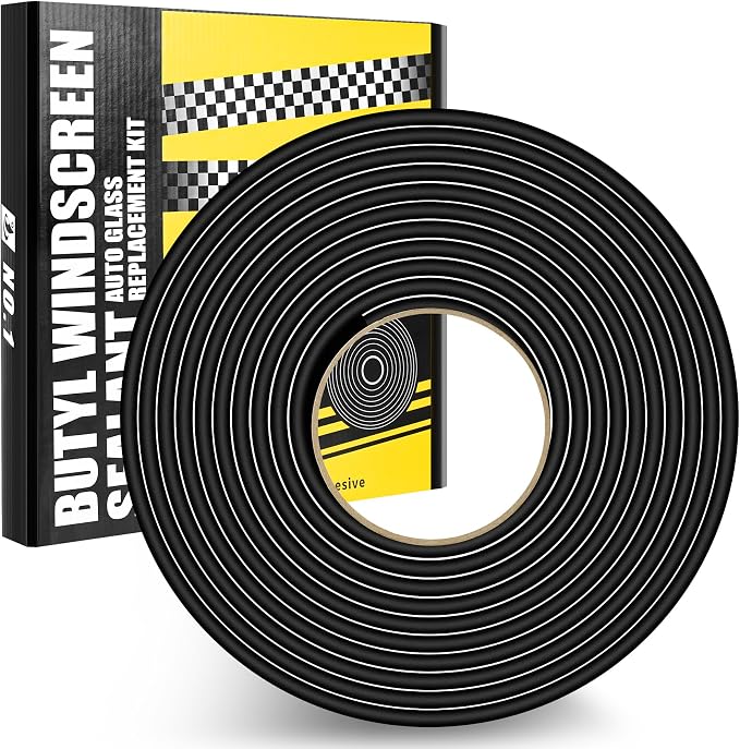 Butyl Rubber Tape Headlight Glue Sealant Rope 14.8Ft Diameter 8mm Butyl Putty Foam Strip Butyl Rubber Caulk Sealer for Automotive (Car RV Truck Marine) Window Door Windshield Sealing - Black, 1 Roll