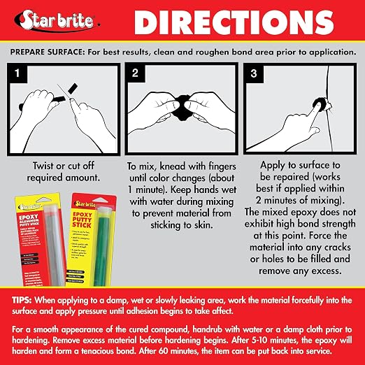 STAR BRITE Waterproof Epoxy Aluminum Putty Stick - Quick & Permanent Repairs for Boats, RVs, Outdrives, Tanks and More - Works Underwater, Easy to Use, Bonds Fast