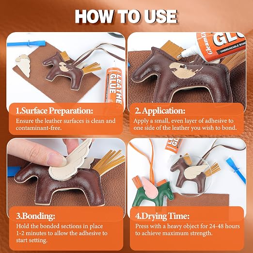Leather Glue Clear 60ml – Heavy Duty, Flexible & Waterproof Leather Repair Adhesive for Shoes, Jackets, Handbags, Purses, Sofa, Furniture & Car Seats
