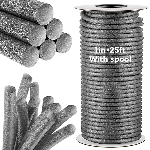 MotiMind 1 Inch x 25 ft Foam Backer Rod for Gaps Joints Concrete Crack Filler Caulk Saver Bulk Foam Backing Rod Concrete Filler Rope for Weather Stripping Door Seal(Gray)