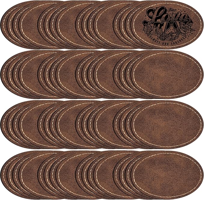 40 Pack Blank Leatherette Patches with Adhesive, MAPRIAL Oval Laser Engravable Faux Leather Patch for Hats Custom, Fabric Repair Sew, Engraving Materials, Gifts, DIY (Rustic, 3 x 2 in)