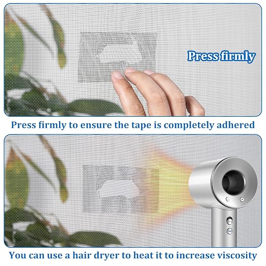 Window Screen Repair Tape 4 in x 40 FT Fiberglass Strong Adhesive Screen Patch, Waterproof Mesh Repair Kit for Window & Door Screen Holes Tears - Black