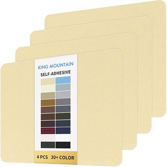 KING MOUNTAIN Canvas Repair Patch 9 x11 Inch 4 Pcs Self-Adhesive Waterproof Fabric Patch for Sofas, Tents, Furniture,Tote Bags, Car Seats (Beige)