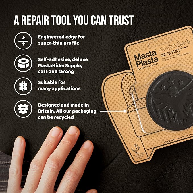 MastaPlasta Premium Leather Repair Patch – 3 Inch Red Eagle – Self‑Adhesive, Upholstery‑Grade, Ready‑to‑Use. Your Professional DIY Repair for Couches, Car Interiors, Bags and More