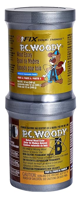 PC Products PC-Woody Wood Repair Epoxy Paste, Two-Part 12 oz in Two Cans, Tan