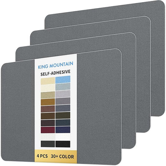 KING MOUNTAIN Canvas Repair Patch 9 x11 Inch 4 Pcs Self-Adhesive Waterproof Fabric Patch for Sofas, Tents, Furniture,Tote Bags, Car Seats (Charcoal Grey)