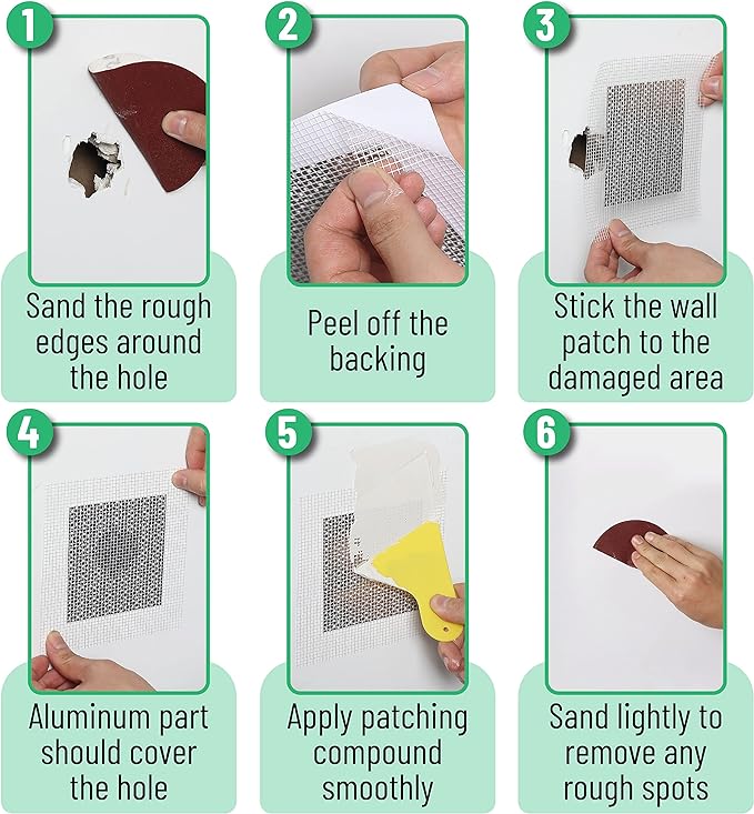 Bates- Drywall Repair Kit, 20 pcs, 2/4/6/8 Inch, Dry Wall Patch Kits, Plaster Wall Repair Patch Kit, Wall Patch Repair Kit, Drywall Hole Patch, Wall Hole Repair Kit, Drywall Patch Hole