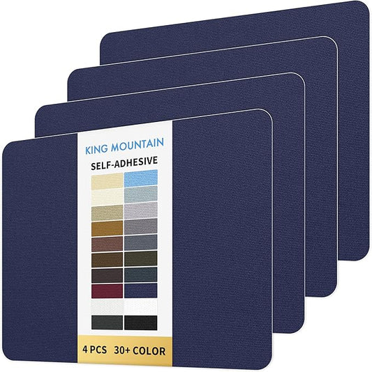 KING MOUNTAIN Canvas Repair Patch 9 x11 Inch 4 Pcs Self-Adhesive Waterproof Fabric Patch for Sofas, Tents, Furniture,Tote Bags, Car Seats (Dark Blue)