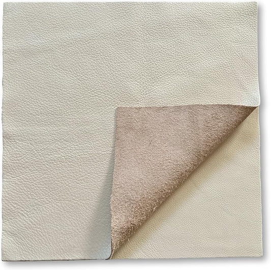 Natural Grain Cow Leathers: 12'' x 12'' Pre-Cut Leather Pieces (Off White, 1 Piece)