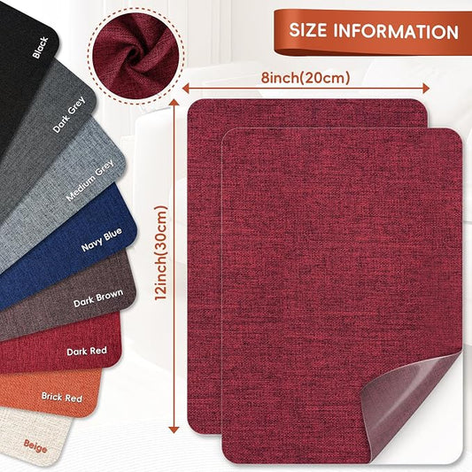 Linen Fabric Repair Tape 2 Pcs 8x12 Inch, Self Adhesive Couch Patch Repair Fabric Tape for Furniture, Linen Patch Kit for Couch, Carpet, Upholstery, Chair, Sofa, Cushion, Bag (Burgundy)