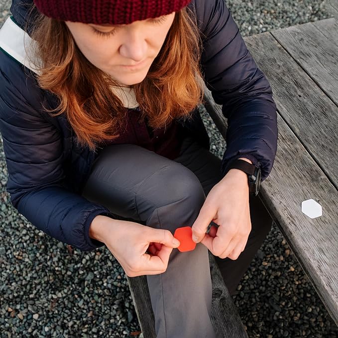 GEAR AID Tenacious Tape Hex – 2.5” & 1.5” Repair Patches (8 Patches: Four 2.5” & Four 1.5”, Orange) – Peel-and-Stick Outdoor Nylon Fabric to Fix Holes and Burns in Down Jackets, Rain Gear and Tents